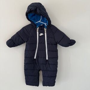 Nike down baby snowsuit in size 6-9m navy & blue